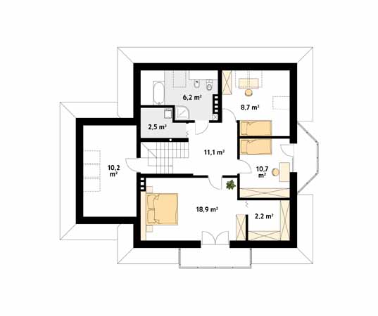Projekt domu Puszczyk - rzut poddasza