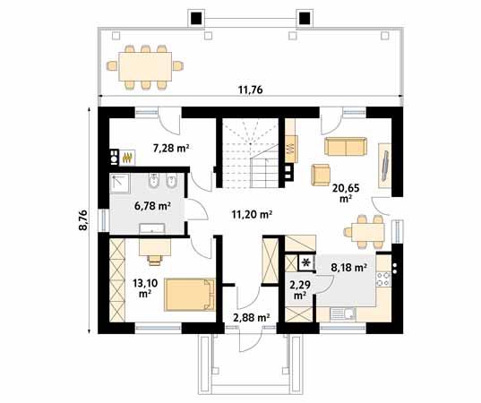 Projekt domu Puszek - rzut parteru