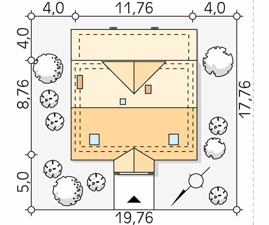 Projekt domu Puszek - usytuowanie na działce