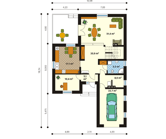 Projekt domu Rapsodia - rzut parteru
