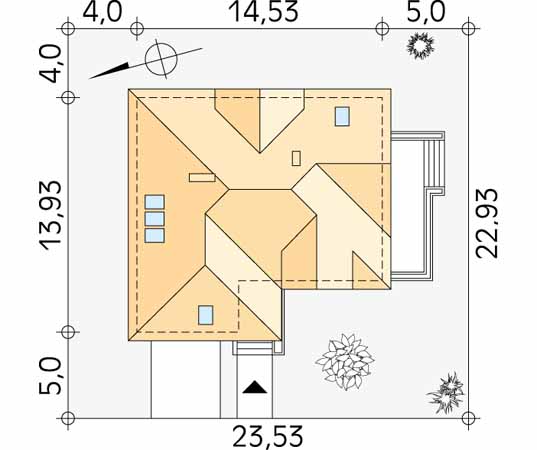 Projekt domu Rondo - usytuowanie na działce