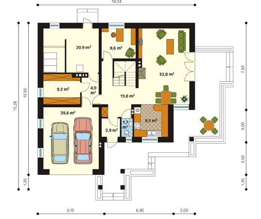 Projekt domu Rondo 2 - rzut parteru