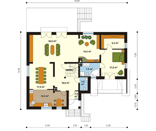 Projekt domu Róża - rzut parteru