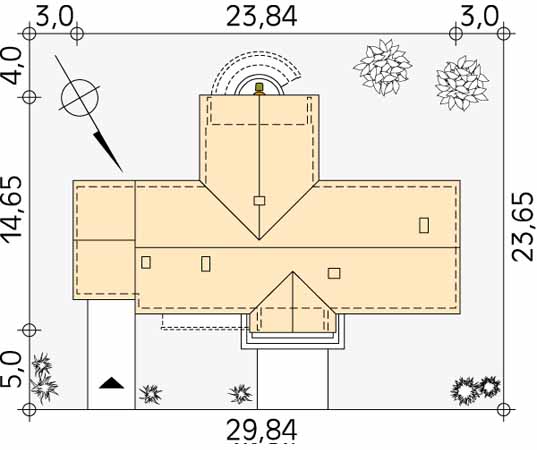 Projekt domu Rozłogi - usytuowanie na działce
