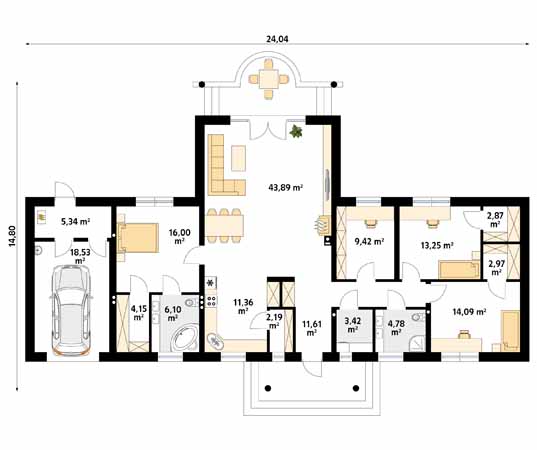 Projekt domu Rozłogi 2 - rzut parteru