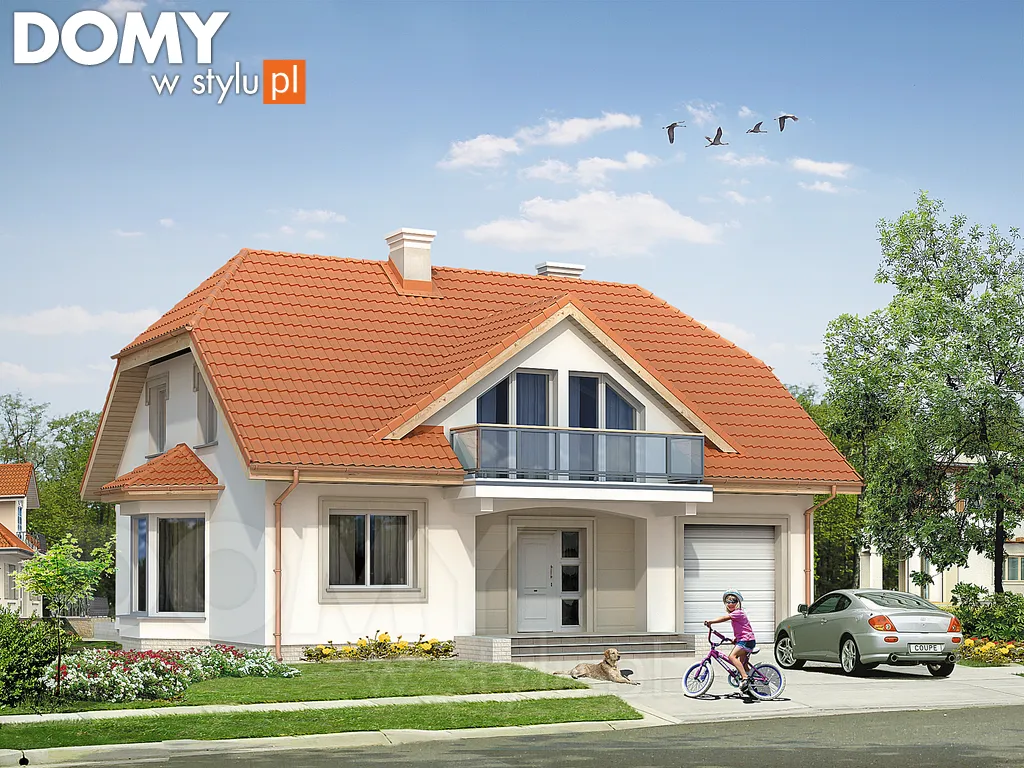 Projekt domu z poddaszem Rubin - wizualizacja frontowa