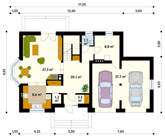 Projekt domu Rubin 2 - rzut parteru