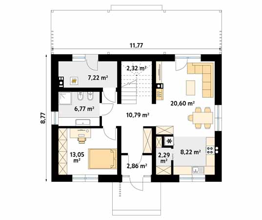 Projekt domu Rufus - rzut parteru