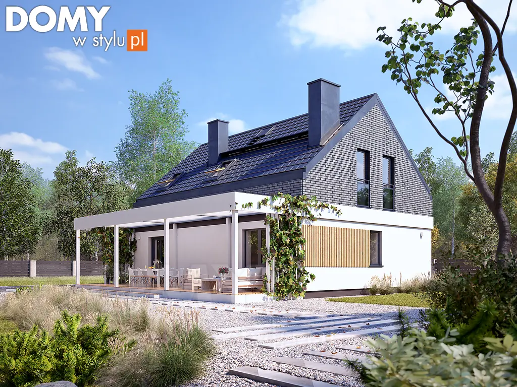 Nowoczesny projekt domu z poddaszem Rufus - wizualizacja frontowa