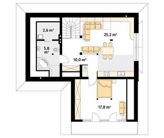 Projekt domu Rybitwa - rzut poddasza