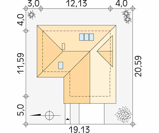 Projekt domu Rybitwa - usytuowanie na działce