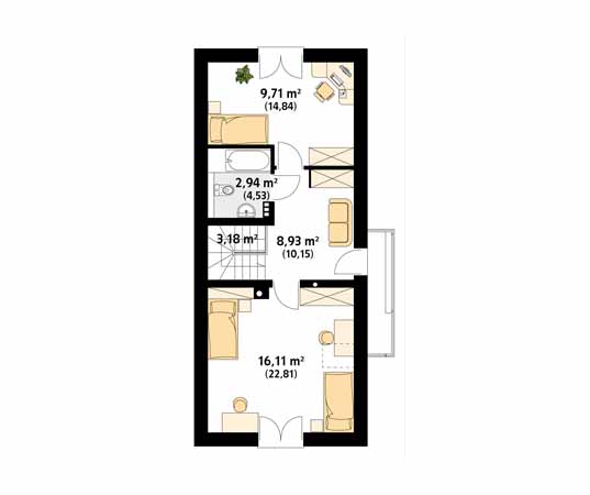 Projekt domu Ryś - rzut poddasza