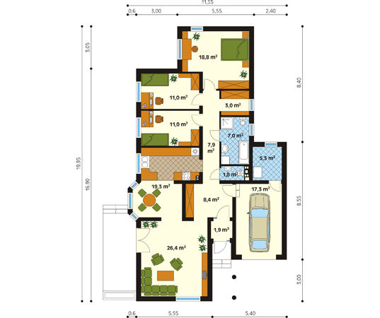 Projekt domu Salsa - rzut parteru