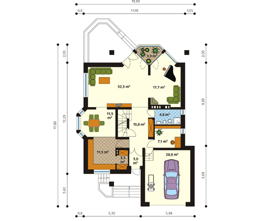 Projekt domu Sasanka - rzut parteru