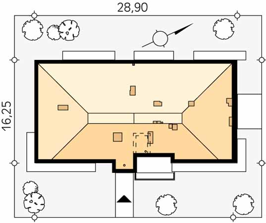 Projekt domu Saturn - usytuowanie na działce
