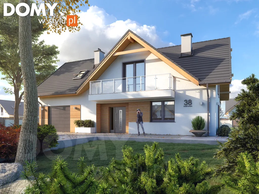 Nowoczesny projekt domu z poddaszem Sekwana - wizualizacja frontowa