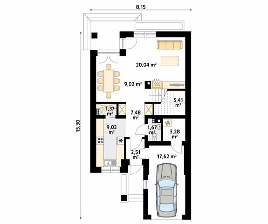 Projekt domu Sekwoja W - rzut parteru