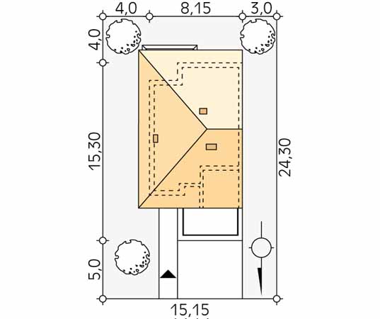 Projekt domu Sekwoja W - usytuowanie na działce