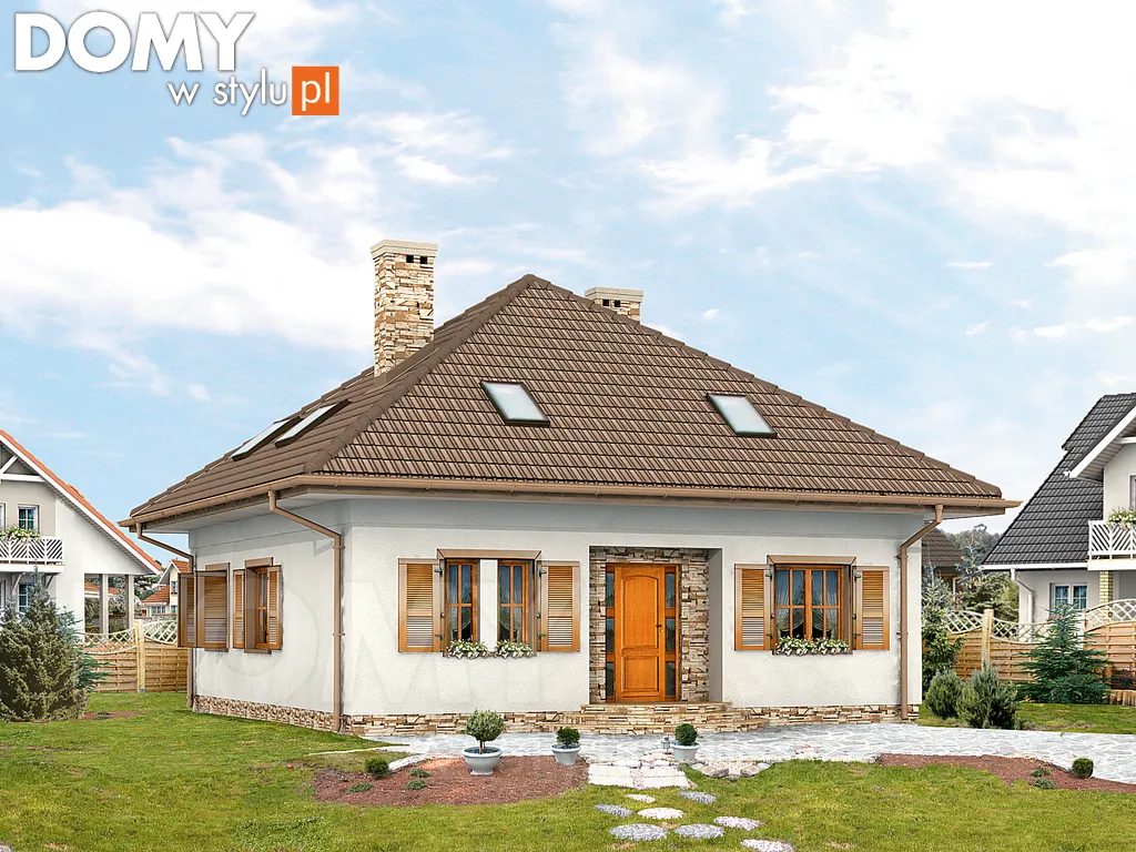 Projekt domu z poddaszem Skowronek - wizualizacja frontowa