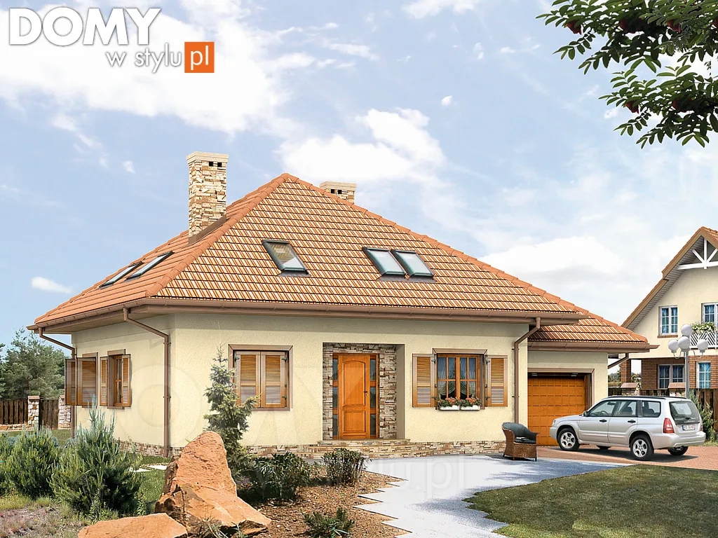 Projekt domu z poddaszem Skowronek 2 - wizualizacja frontowa