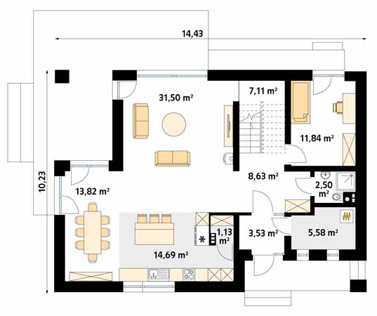 Projekt domu Słoneczny 2 - rzut parteru