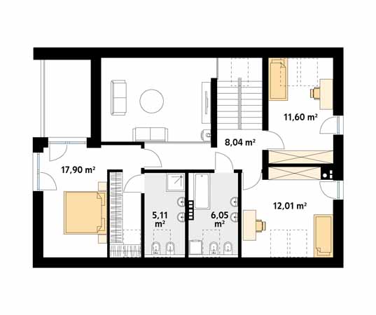 Projekt domu Słoneczny 2 - rzut poddasza