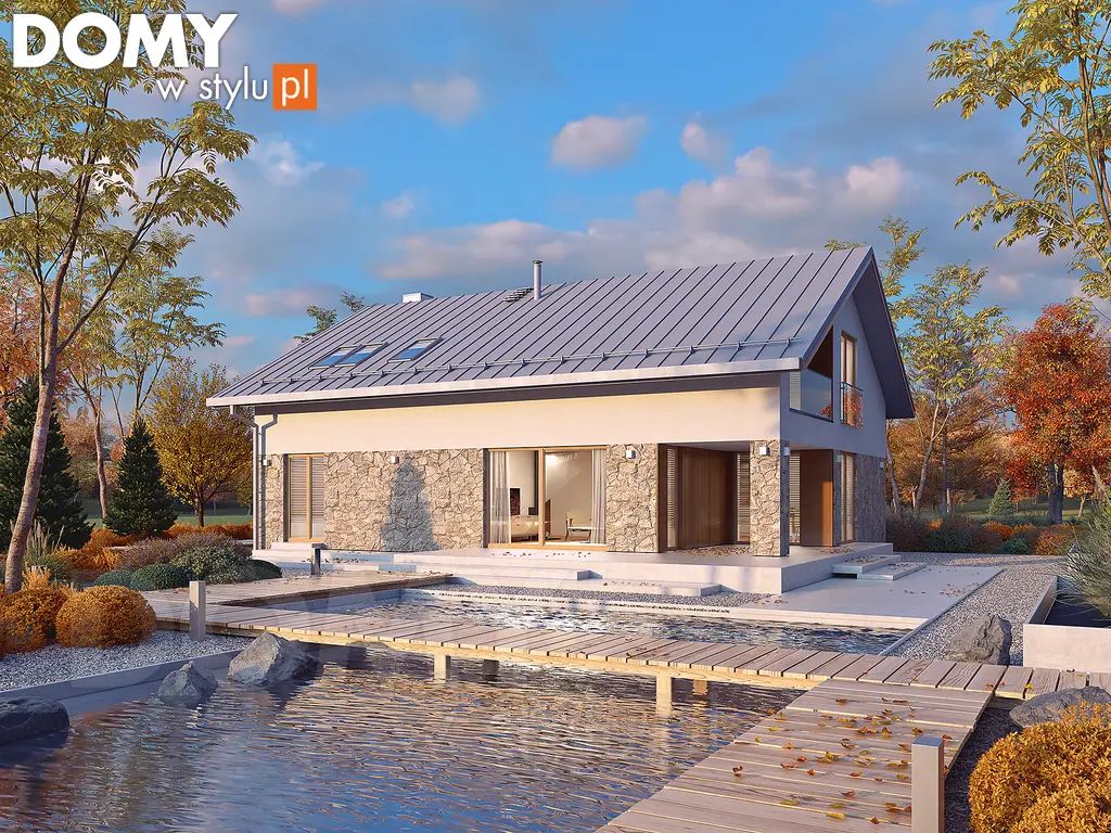 Nowoczesny projekt domu z poddaszem Słoneczny 2 - wizualizacja frontowa