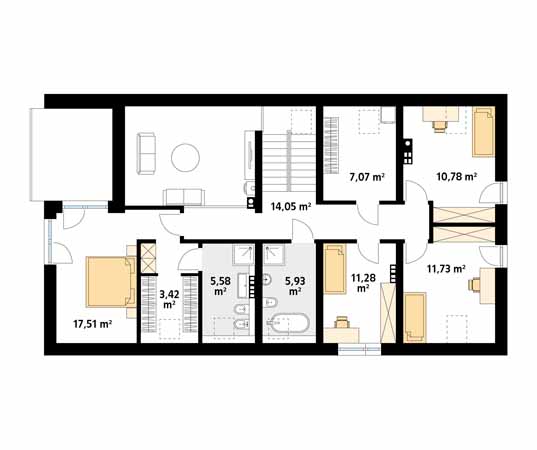 Projekt domu Słoneczny 3 - rzut poddasza