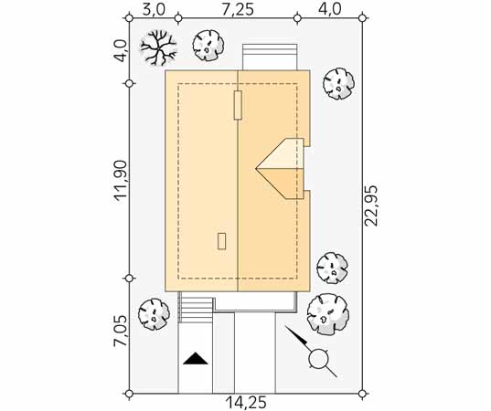 Projekt domu Słonka - usytuowanie na działce