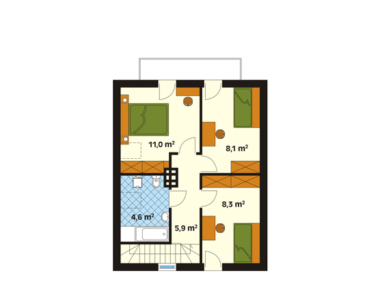 Projekt domu Słowik - rzut poddasza