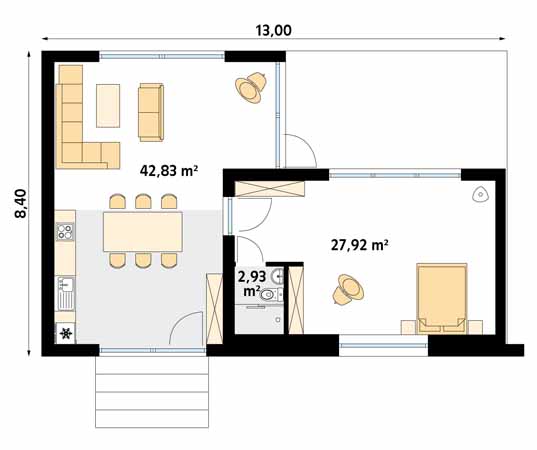Projekt domu Śmiałek 2 dr-S - rzut parteru