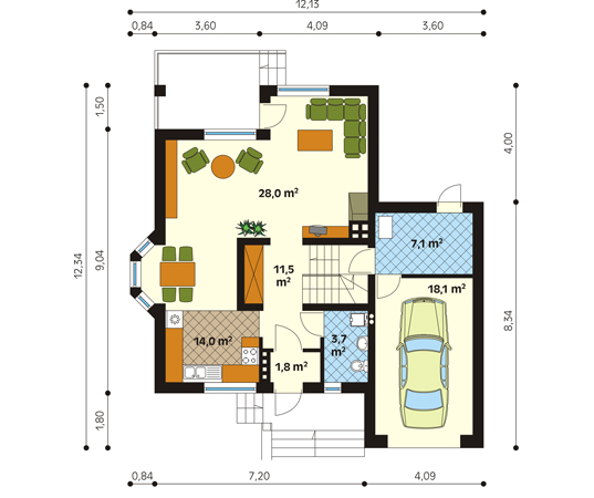 Projekt domu Śnieżynka - rzut parteru