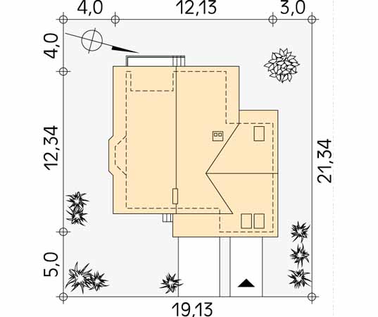 Projekt domu Śnieżynka - usytuowanie na działce