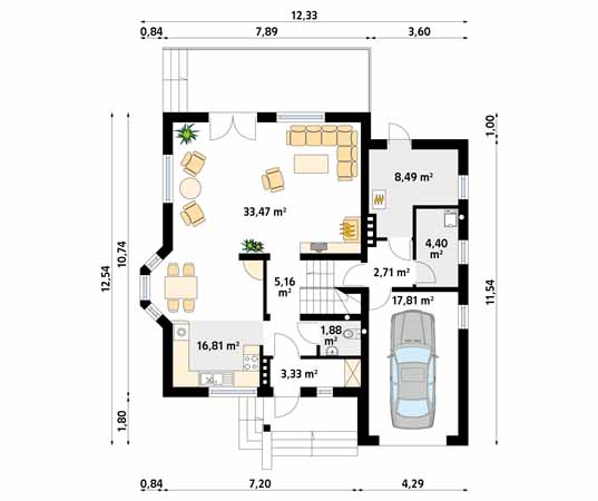 Projekt domu Śnieżynka 3 - rzut parteru