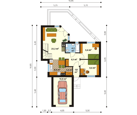 Projekt domu Solo 2 - rzut parteru