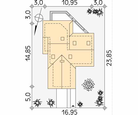 Projekt domu Solo 2 - usytuowanie na działce