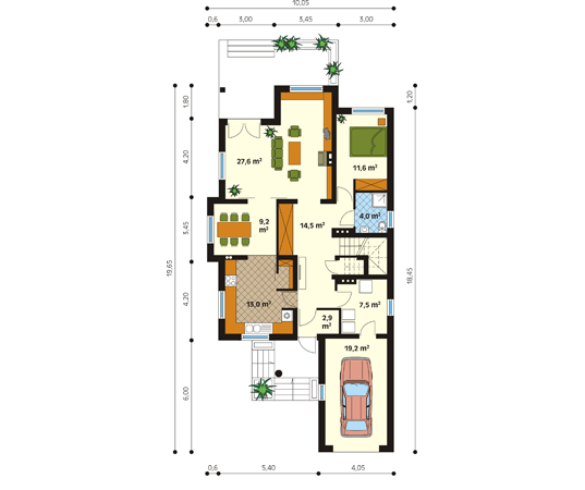 Projekt domu Sonata - rzut parteru