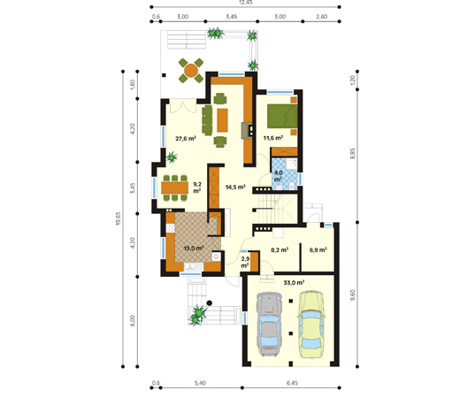 Projekt domu Sonata 2 - rzut parteru
