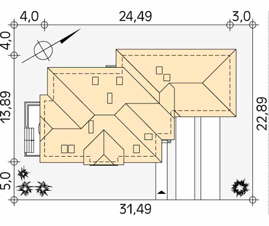 Projekt domu Sonet - usytuowanie na działce