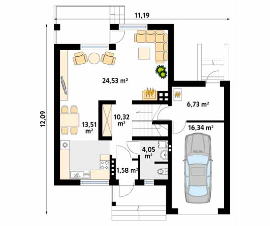 Projekt domu Sopran - rzut parteru