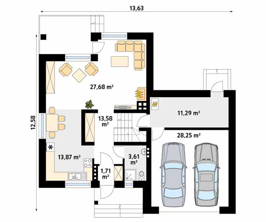 Projekt domu Sopran 3 - rzut parteru