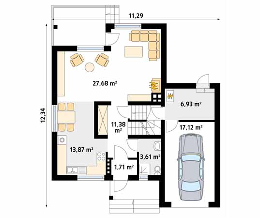 Projekt domu Sopran 5 - rzut parteru