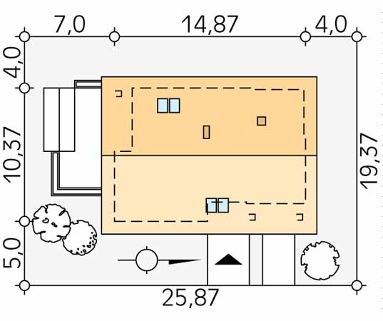 Projekt domu Storczyk - usytuowanie na działce