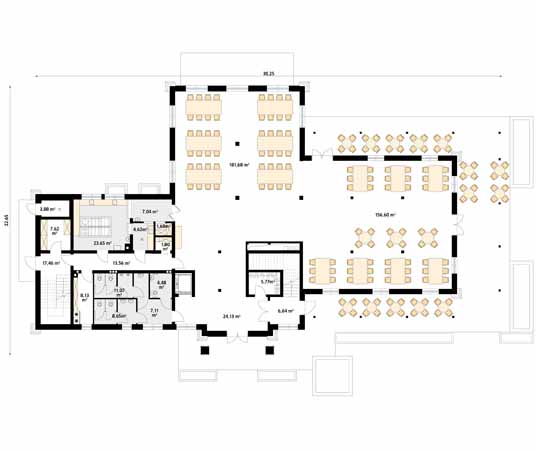 Projekt pensjonatu Świerszcz - rzut parteru