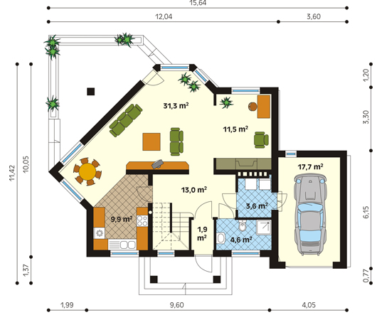 Projekt domu Symfonia 2 - rzut parteru