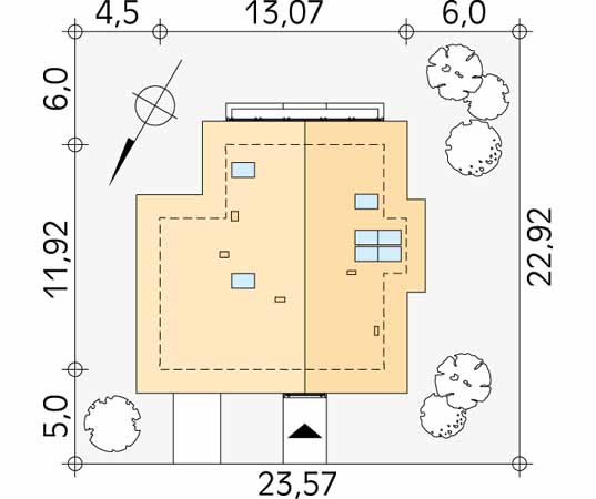 Projekt domu Syriusz dr-T - usytuowanie na działce