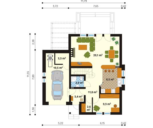 Projekt domu Szafir - rzut parteru