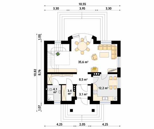 Projekt domu Szafran 2 - rzut parteru