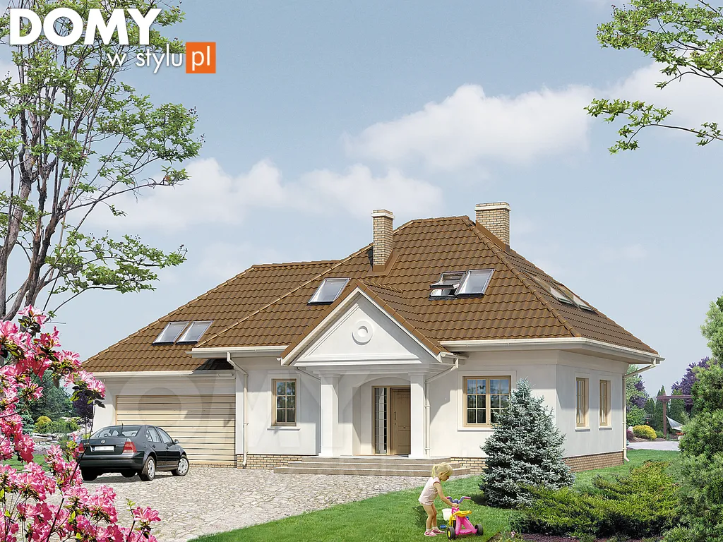 Projekt domu z poddaszem Szafran 3 - wizualizacja frontowa