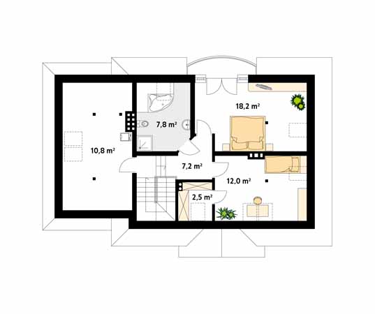 Projekt domu Szafran 4 - rzut poddasza